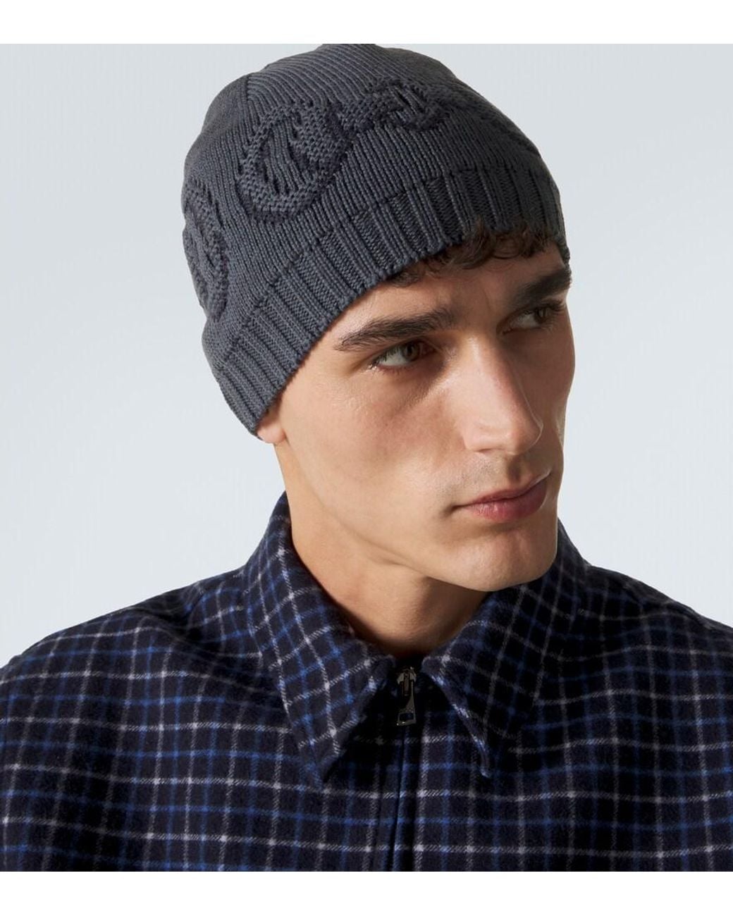 Gucci Blue Horsebit Wool Beanie for men