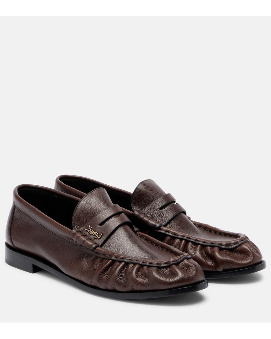 Saint Laurent Brown Le Loafer Leather Penny Loafers