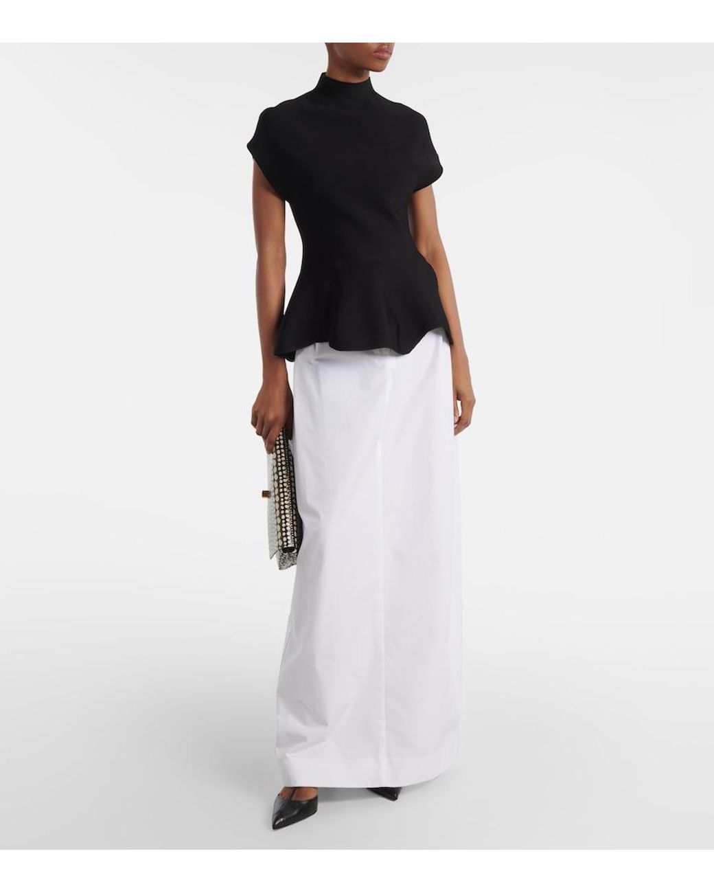 Khaite White Lucian Cotton Poplin Maxi Skirt