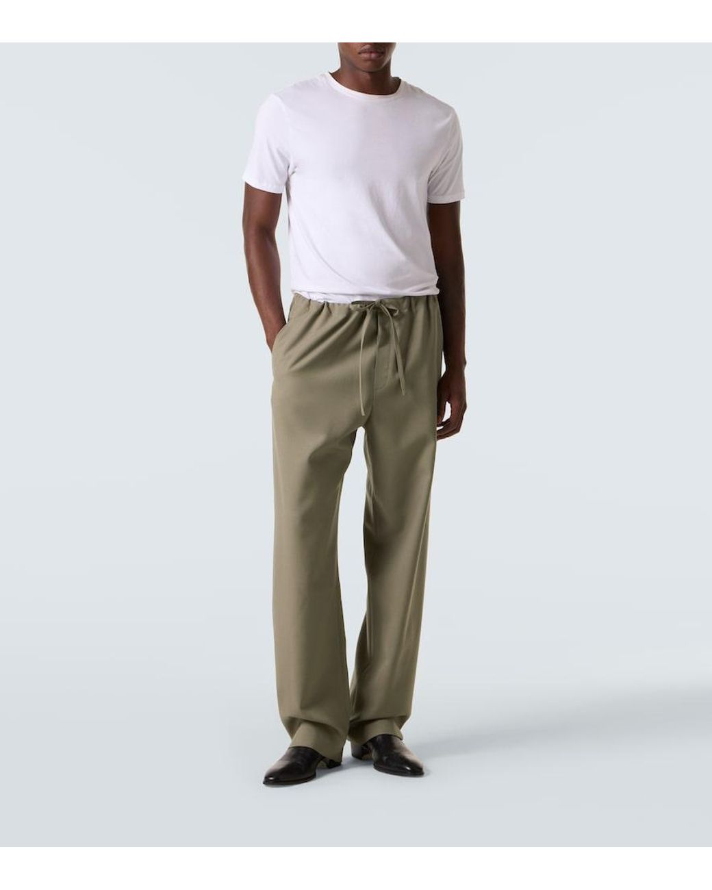 Calvin Klein Green Benjamin Wool Straight Pants for men