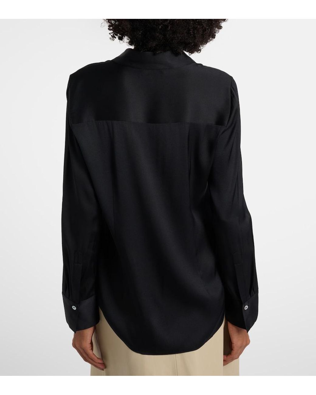 Vince Black Silk-Blend Satin Shirt