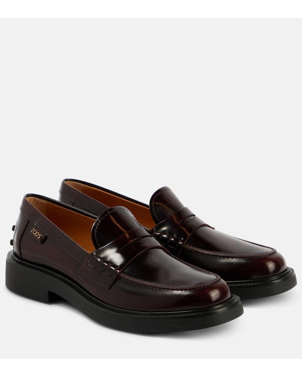 Tod's Black Leather Penny Loafers