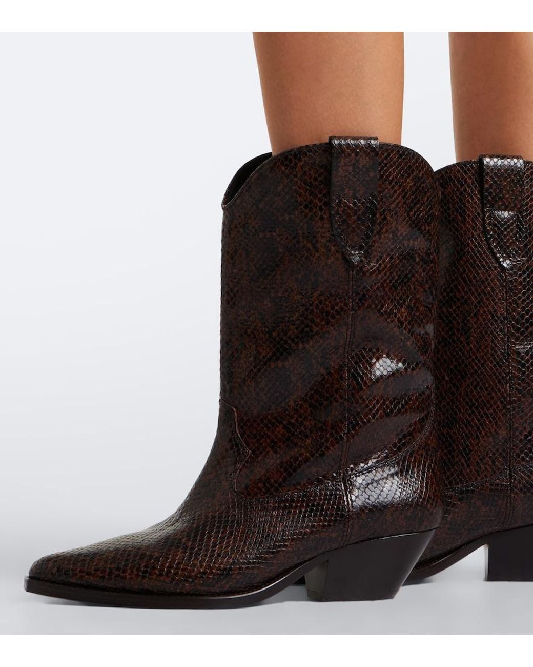 Isabel Marant Black Duerto Snake-Effect Leather Cowboy Boots