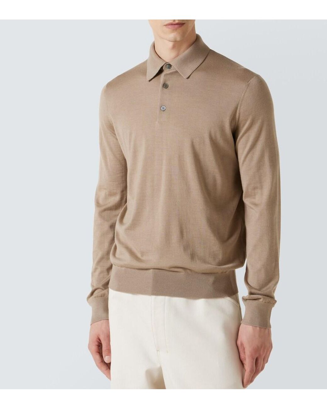 Zegna Natural Cashmere And Silk Polo Sweater for men