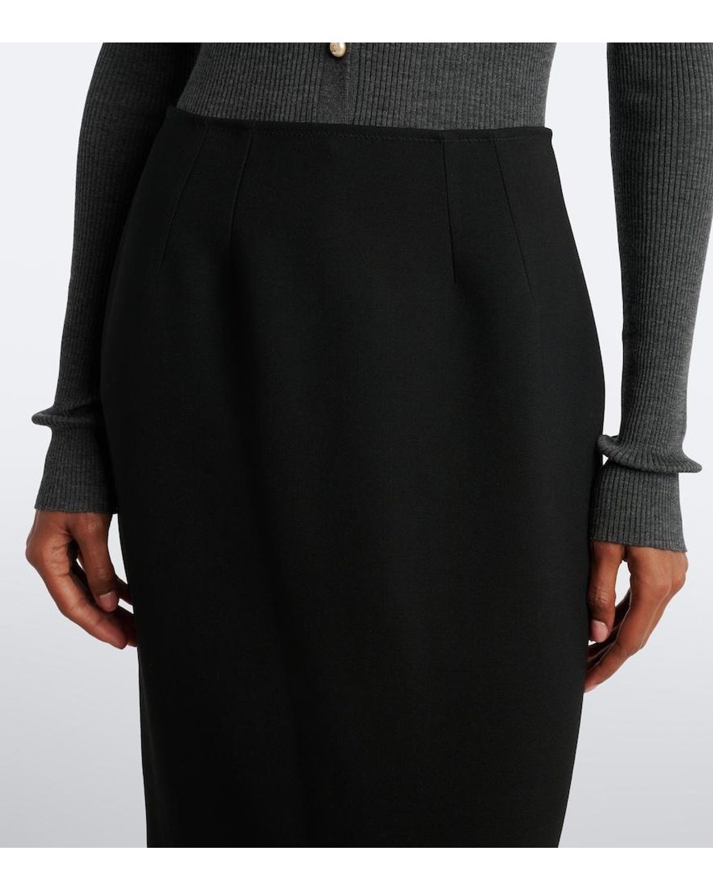 Dolce & Gabbana Black Virgin Wool Pencil Skirt