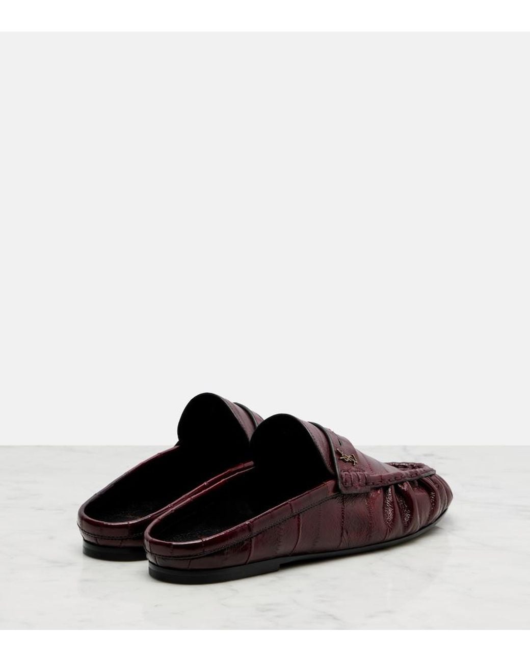 Saint Laurent Brown Le Loafer Eel Leather Mules
