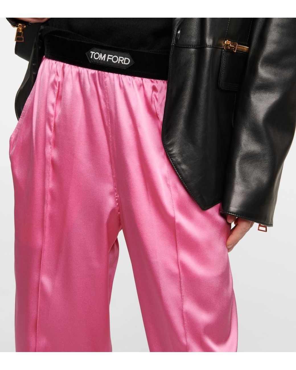 Tom Ford Pink High-Rise Silk-Blend Satin Pants