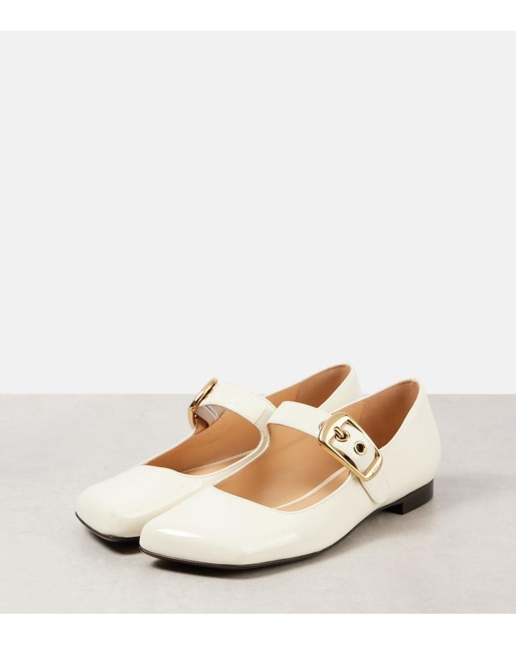 Chloé Natural Polly Leather Mary Jane Flats