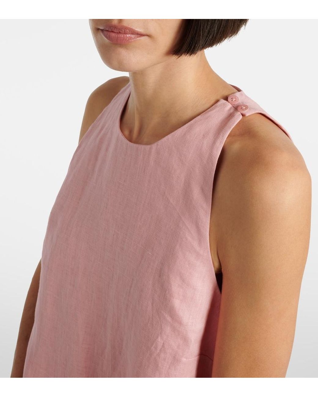 Staud Pink Mika Linen Minidress