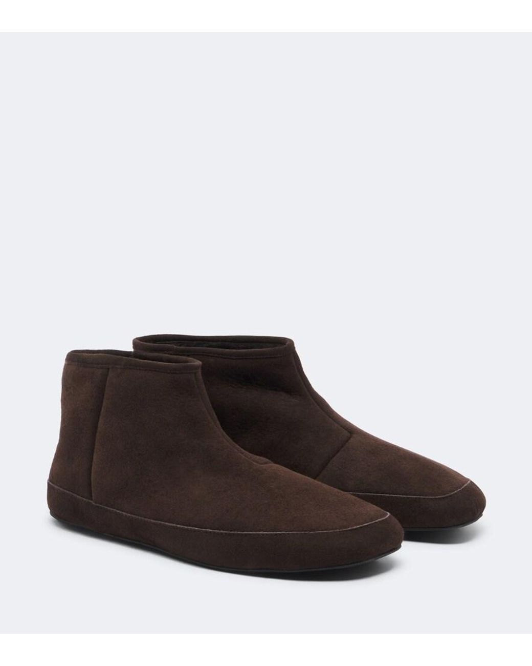 The Row Brown Esther Shearling-Lined Suede Ankle Boots
