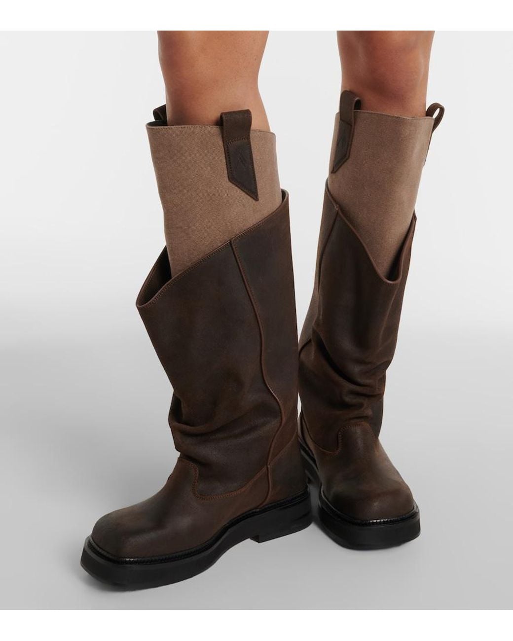 The Attico Black Robin Passeggiata Leather Combat Boots