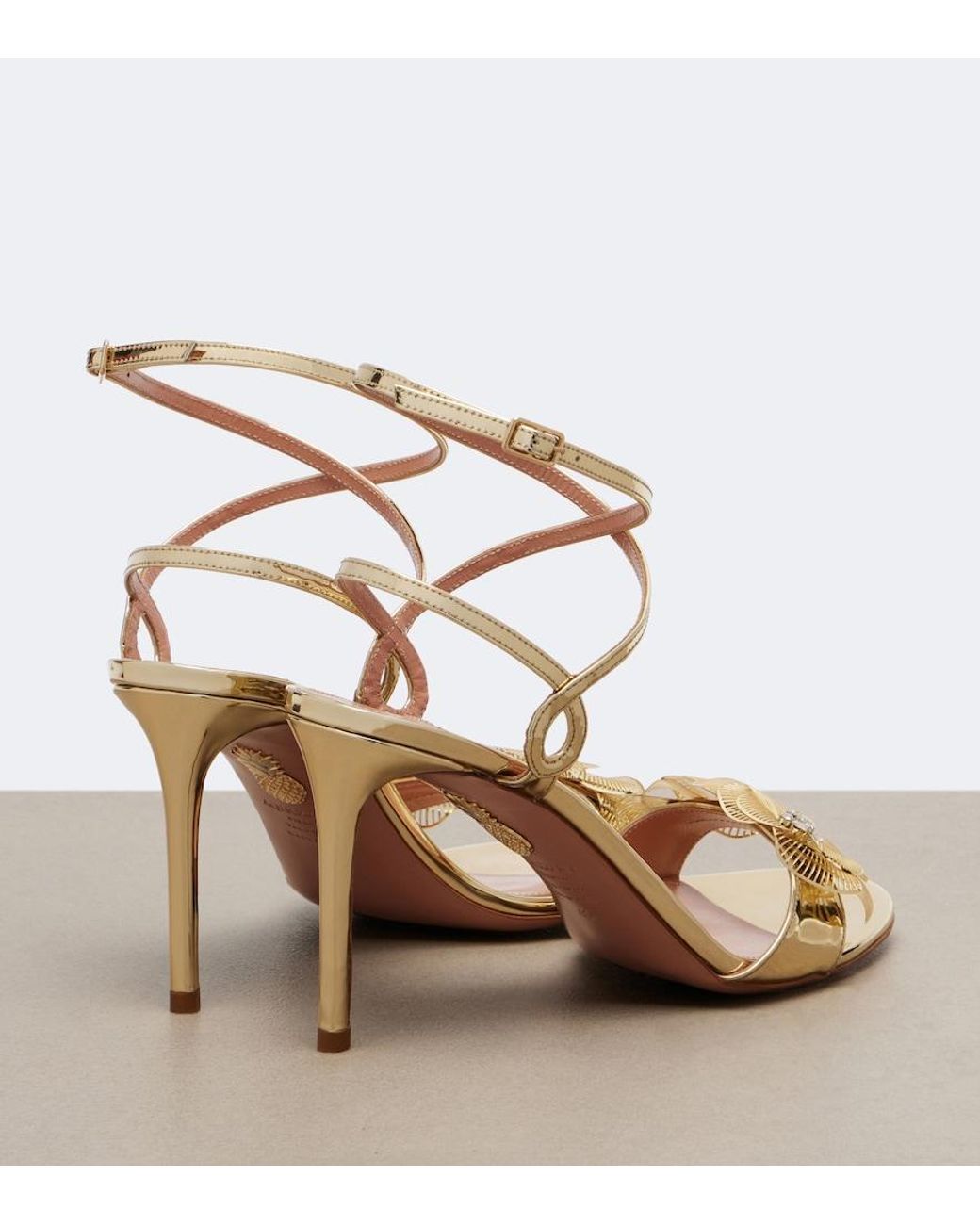Aquazzura Metallic Flora Mystica Embellished Sandals