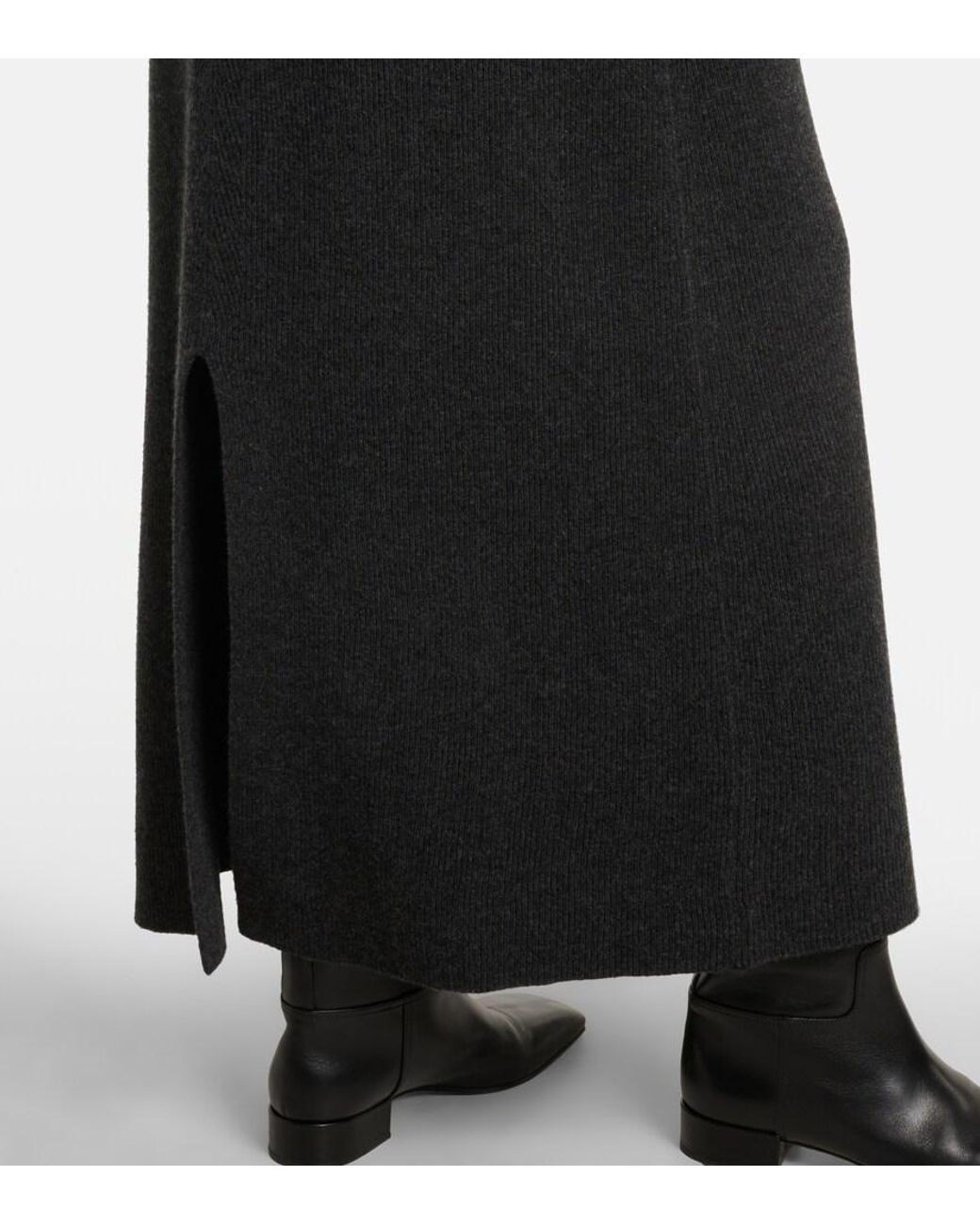 Agnona Black Cashmere Midi Skirt