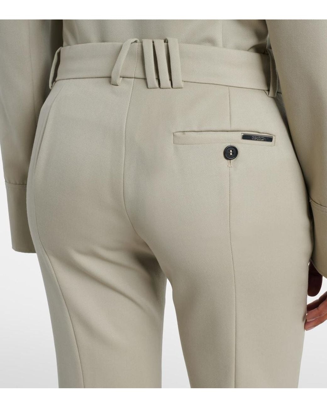 The Attico Natural Low-Rise Wool Straight Pants