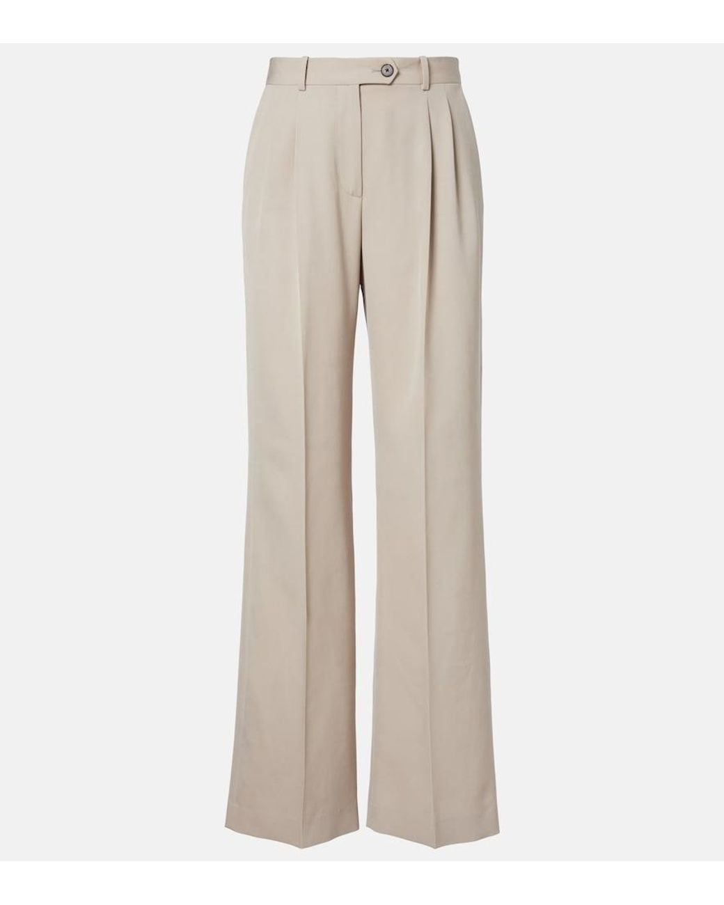 The Row Natural Virgil Wool Gabardine Straight Pants