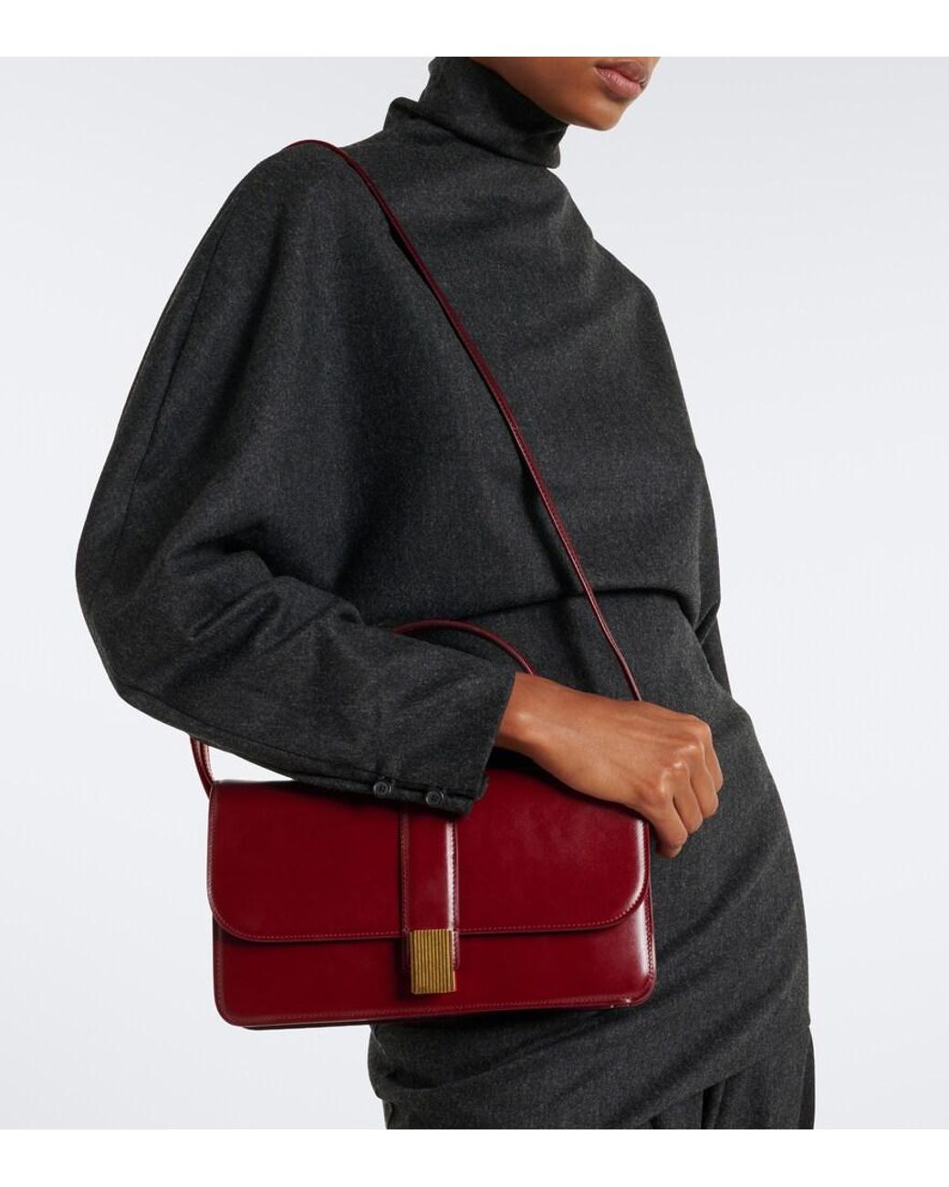 Khaite Purple Blake Medium Leather Top-Handle Bag