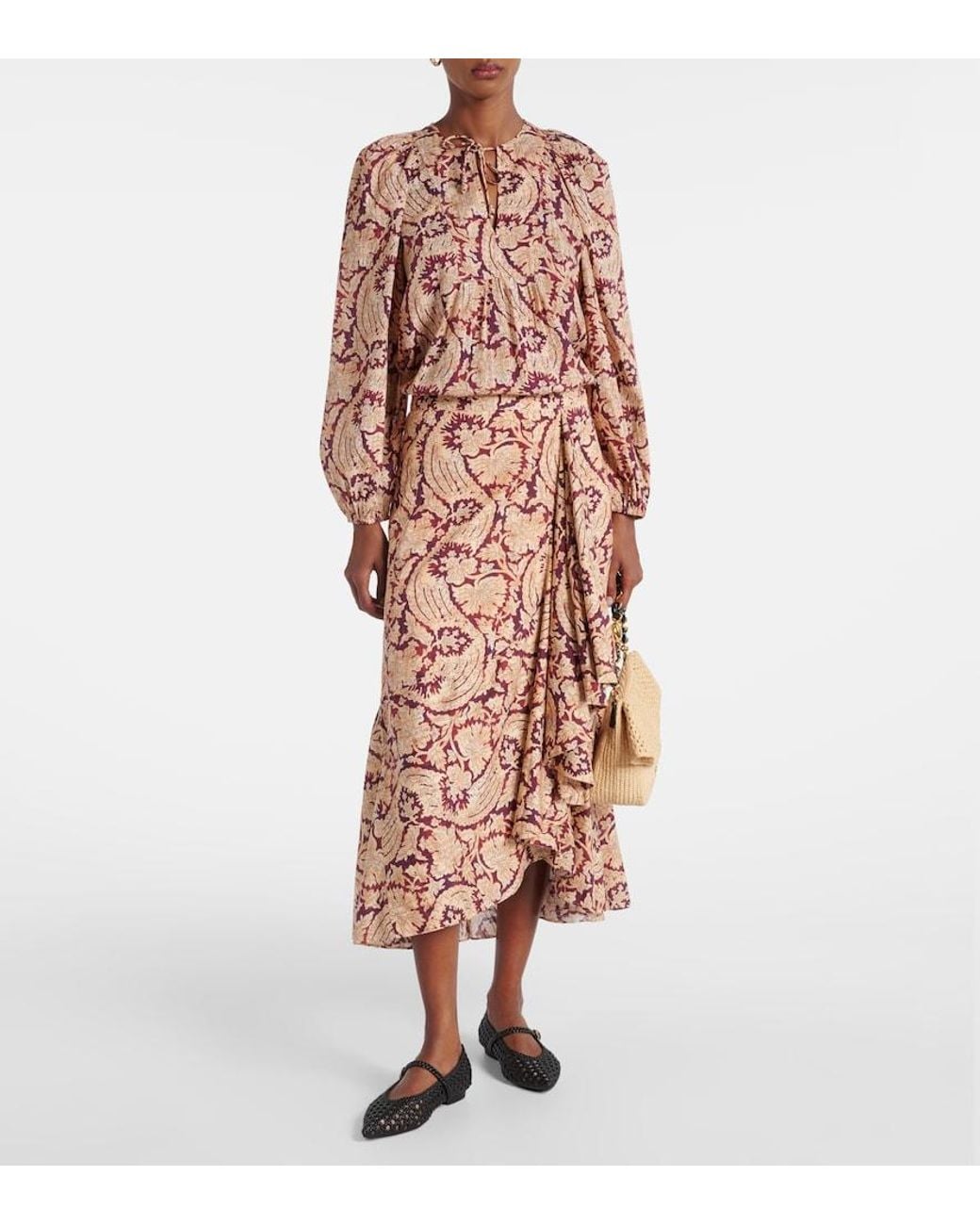 Ulla Johnson Brown Brea Printed Cotton-Blend Blouse