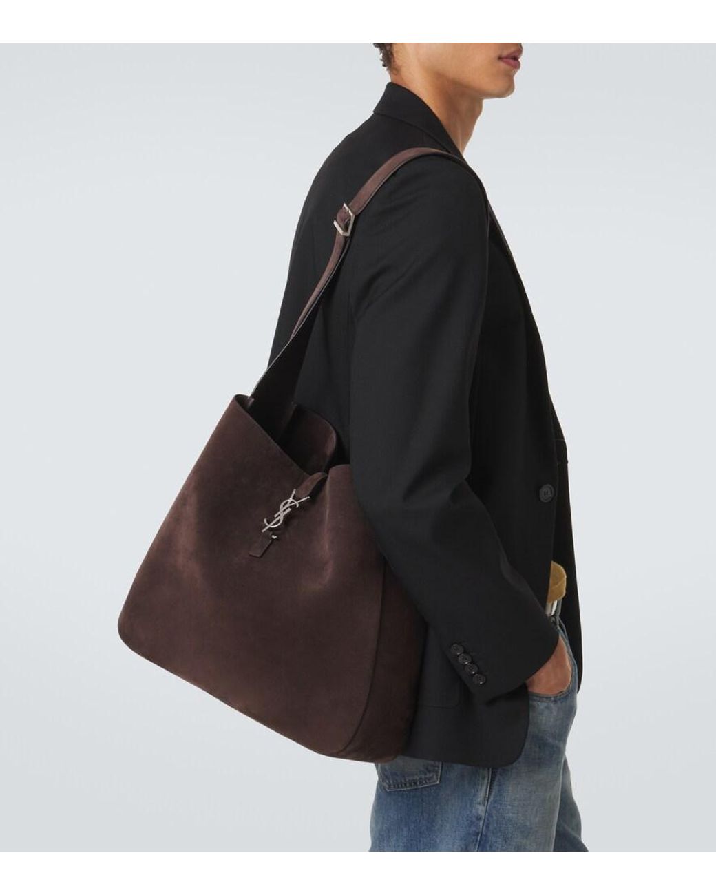 Saint Laurent Brown Le 5 A 7 Maxi Suede Shoulder Bag for men