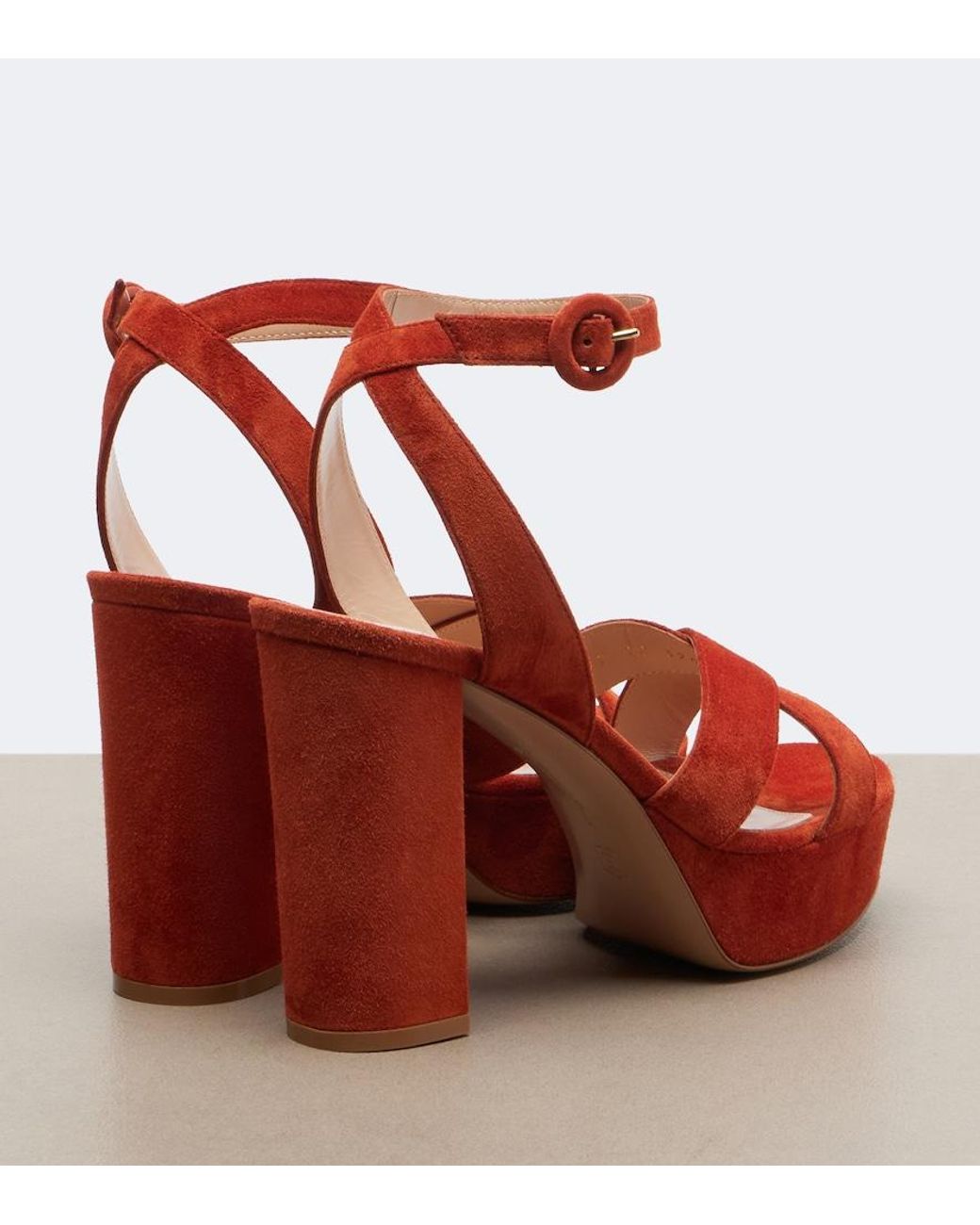 Gianvito Rossi Red Sabrina Suede Platform Sandals