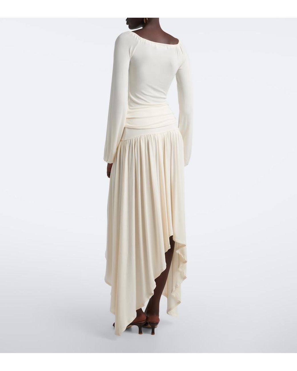 AYA MUSE White Elya Asymmetric Pleated Midi Skirt