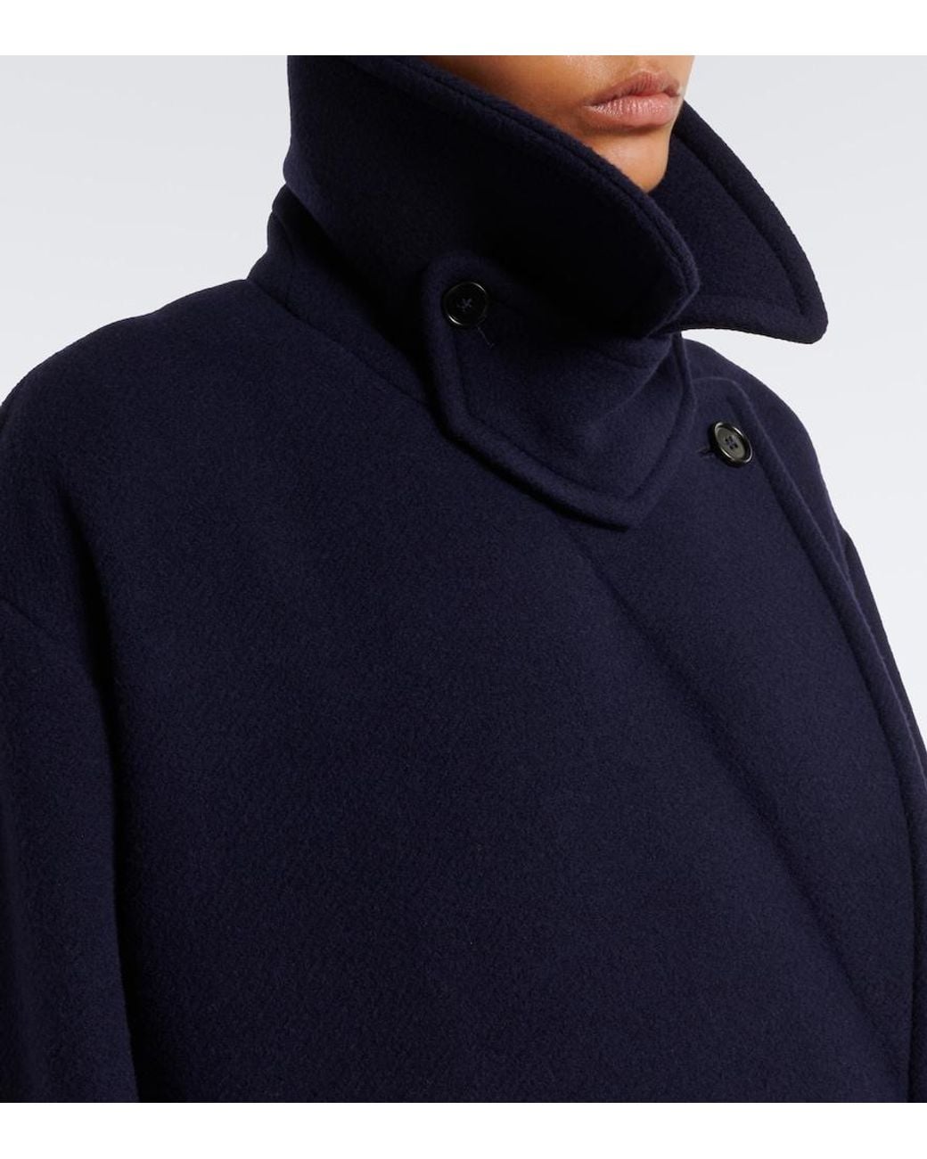 Chloé Blue Double Breasted Wool-Blend Coat