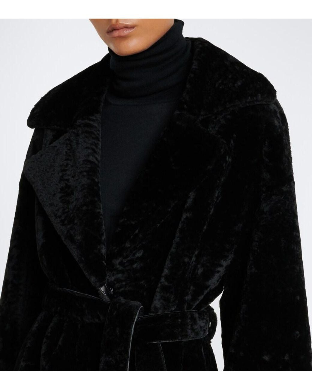 Arma Black Rien Reversible Shearling Wrap Coat