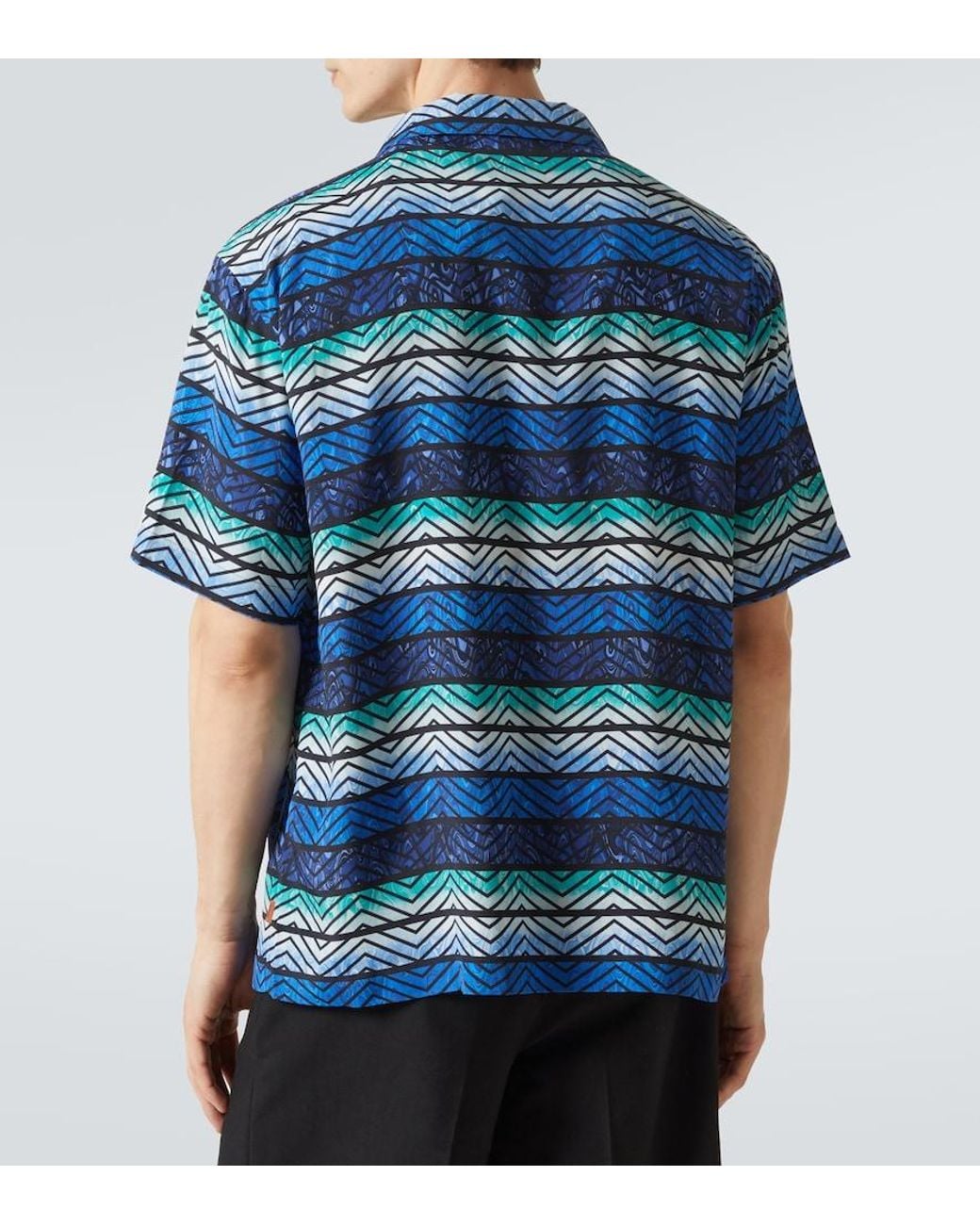 Missoni Blue Zigzag Bowling Shirt for men