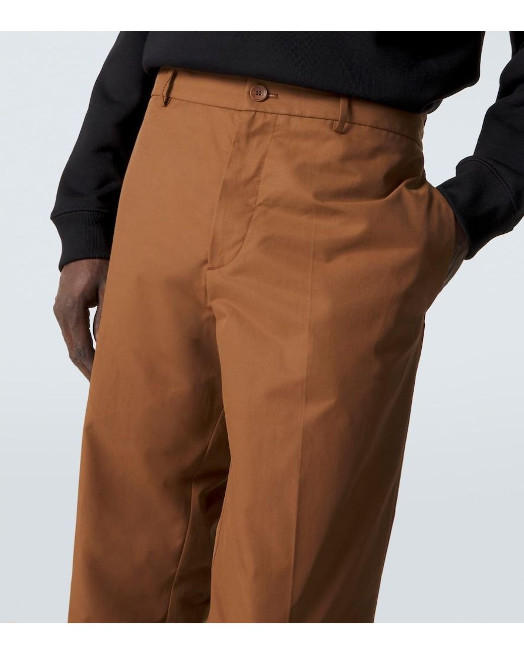 Moncler Brown Cotton-Blend Straight Pants for men