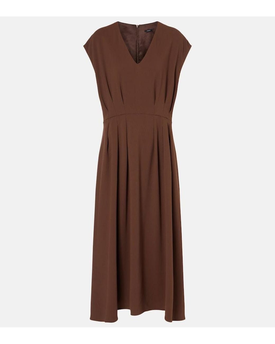 Joseph Brown Pleated Cady Midi Dress