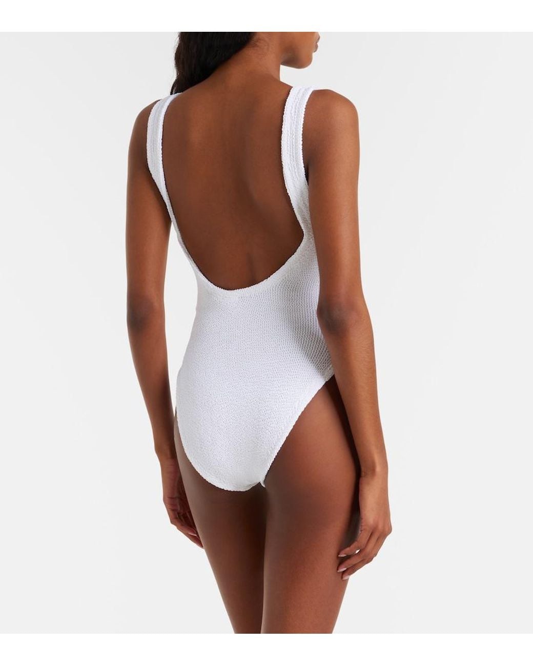 Burberry White X Hunza G Domino Check Swimsuit