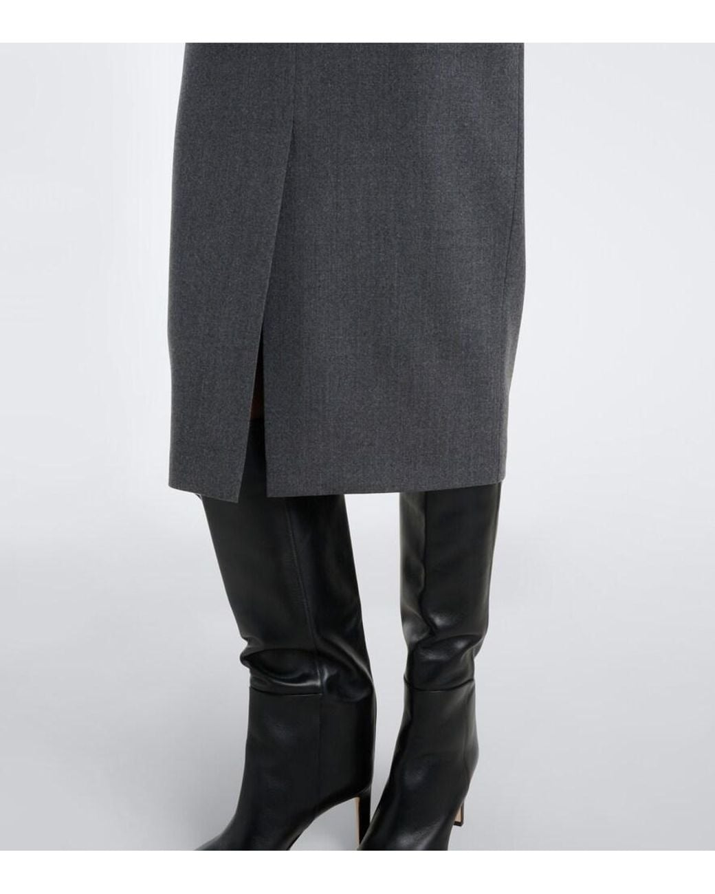 Max Mara Gray Wool-Blend Pencil Skirt