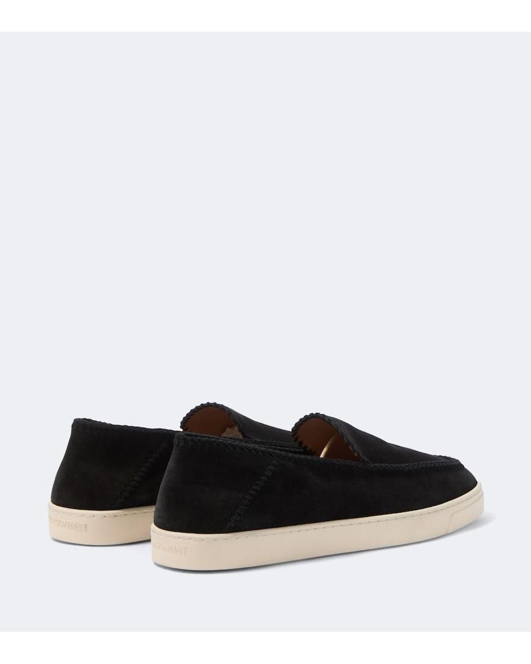 Giorgio Armani Black Galleria 3 Suede Slip-On Shoes for men