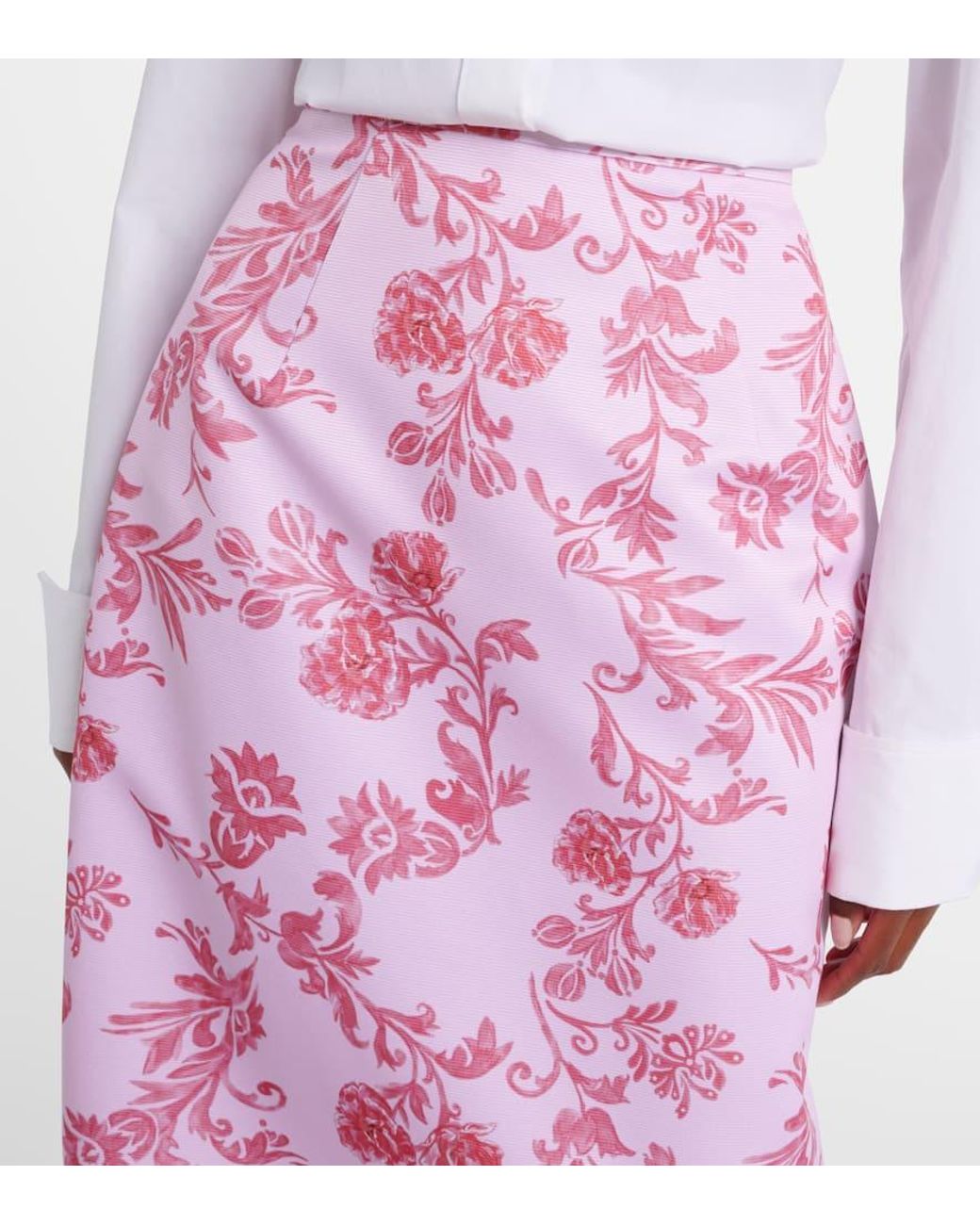 Emilia Wickstead Pink Lorelei Floral Taffeta Faille Pencil Skirt