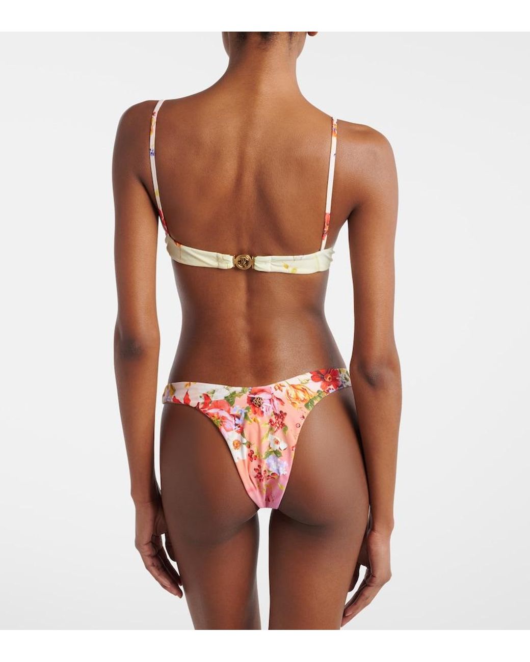 Roberto Cavalli Metallic Printed Bikini Top