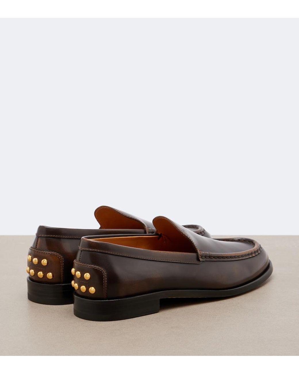 Tod's Brown Studded Leather Loafers
