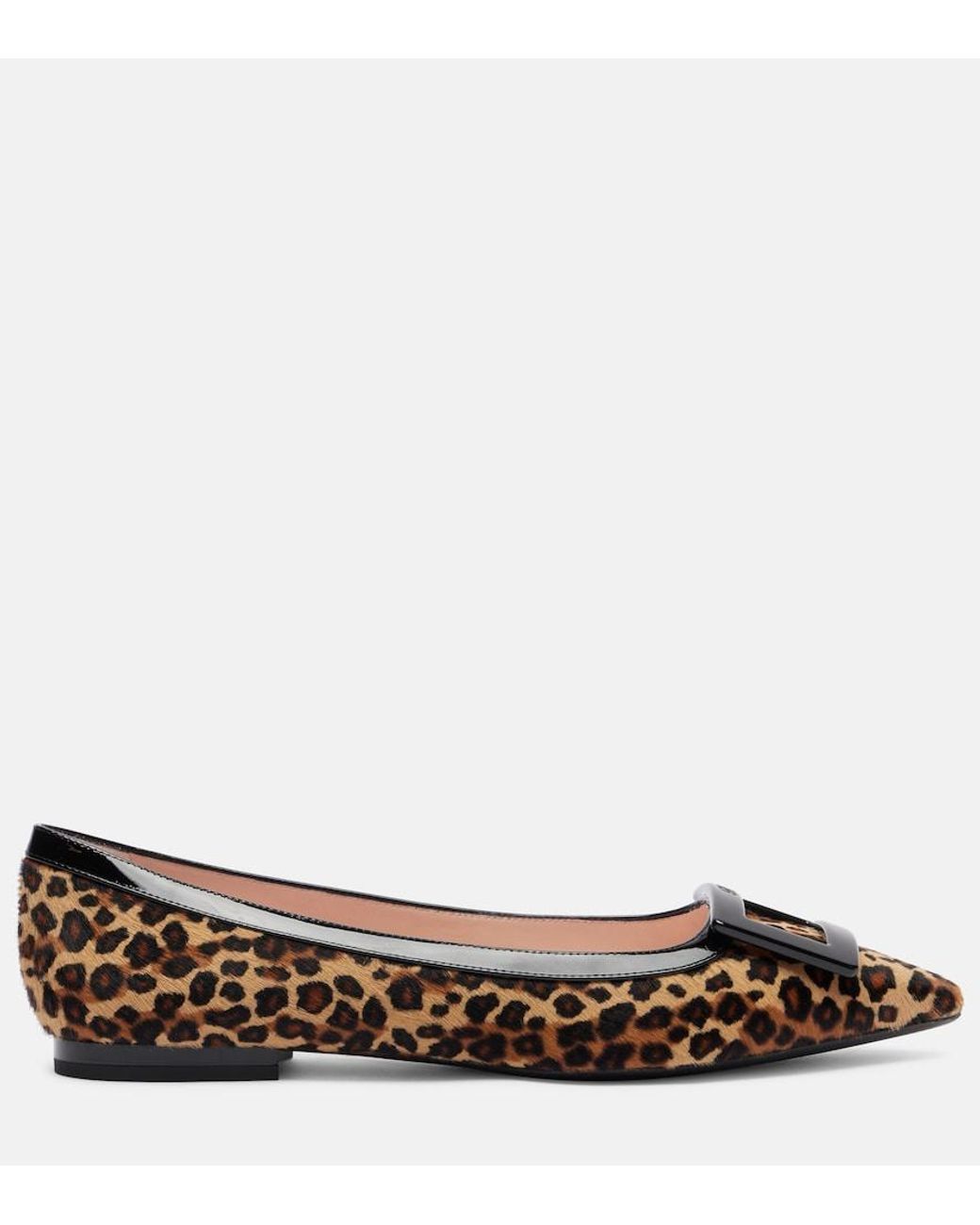 Roger Vivier Brown Gommette Ball Calf Hair Ballet Flats