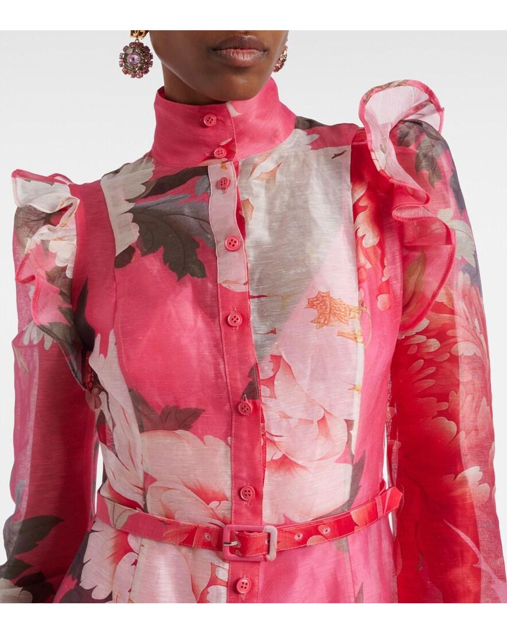 LEO LIN Pink Katrina Floral Midi Dress