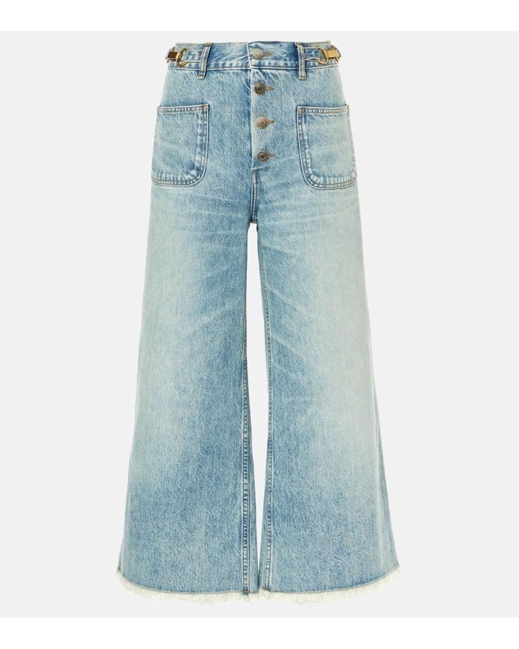 Stella McCartney Blue High-Rise Cropped Flared Jeans