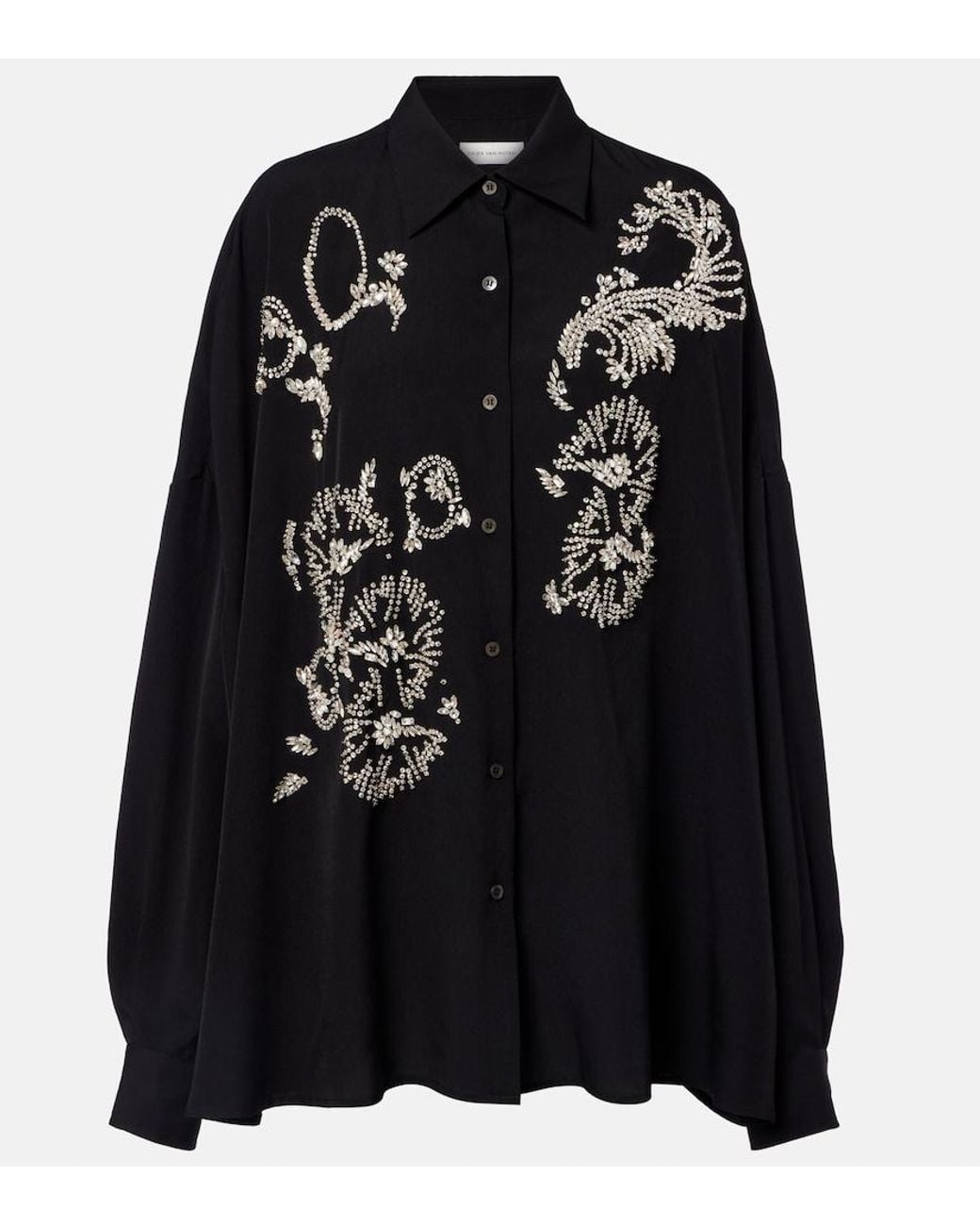 Dries Van Noten Black Oversized Embellished Shirt