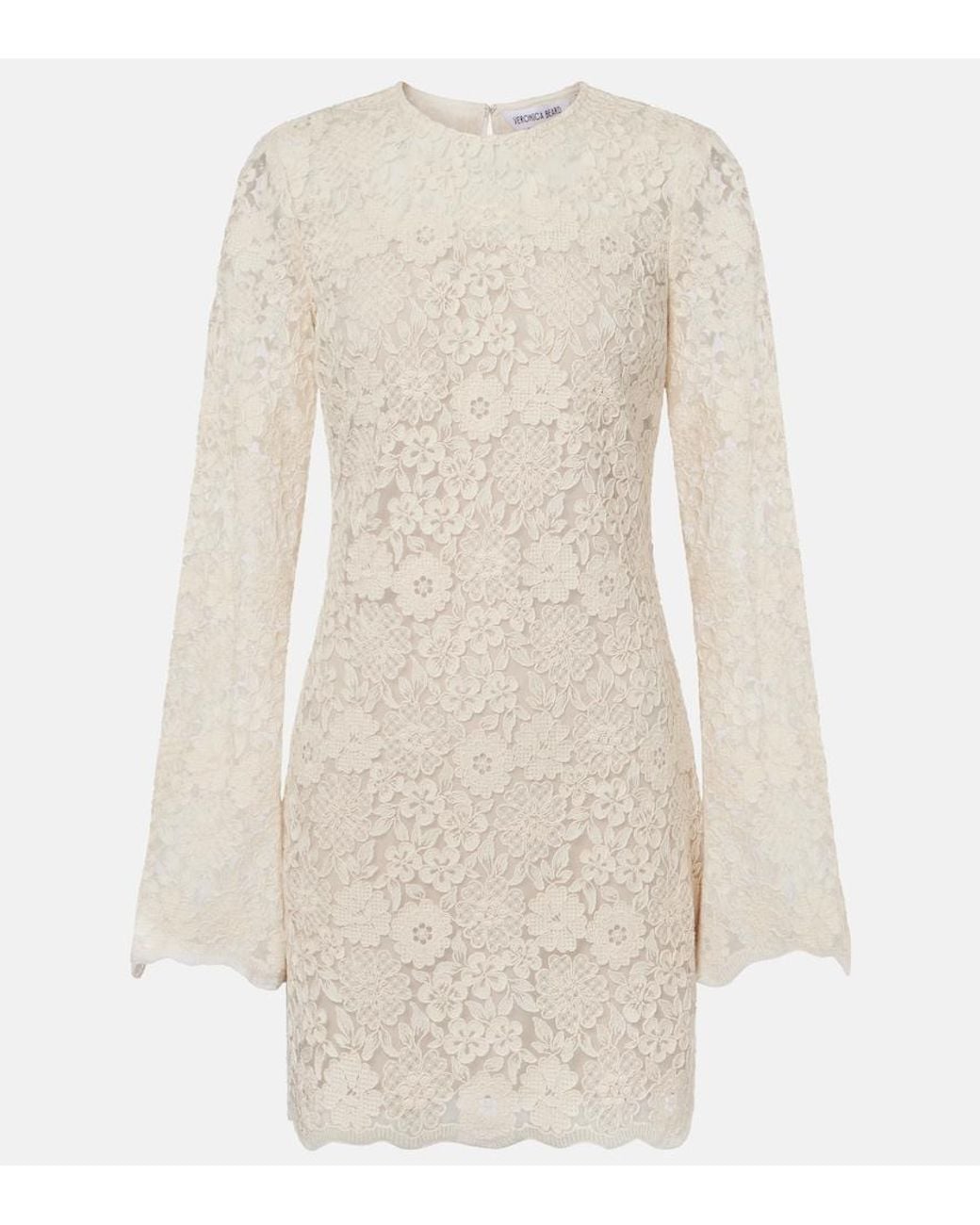 Veronica Beard Natural Teresia Embroidered Tulle Minidress