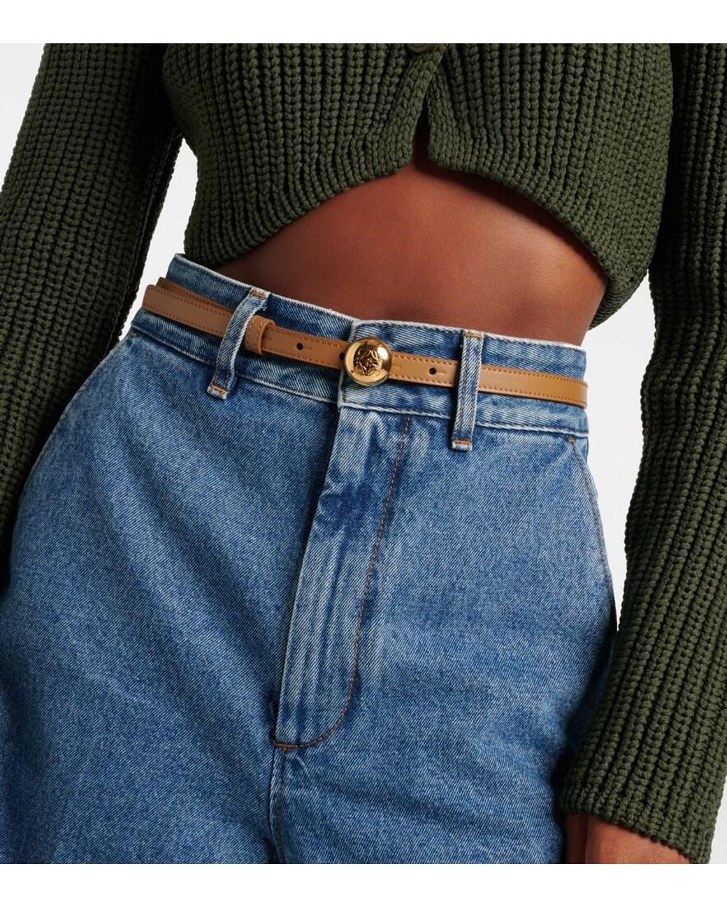 Loewe Brown Pebble Anagram Leather Belt