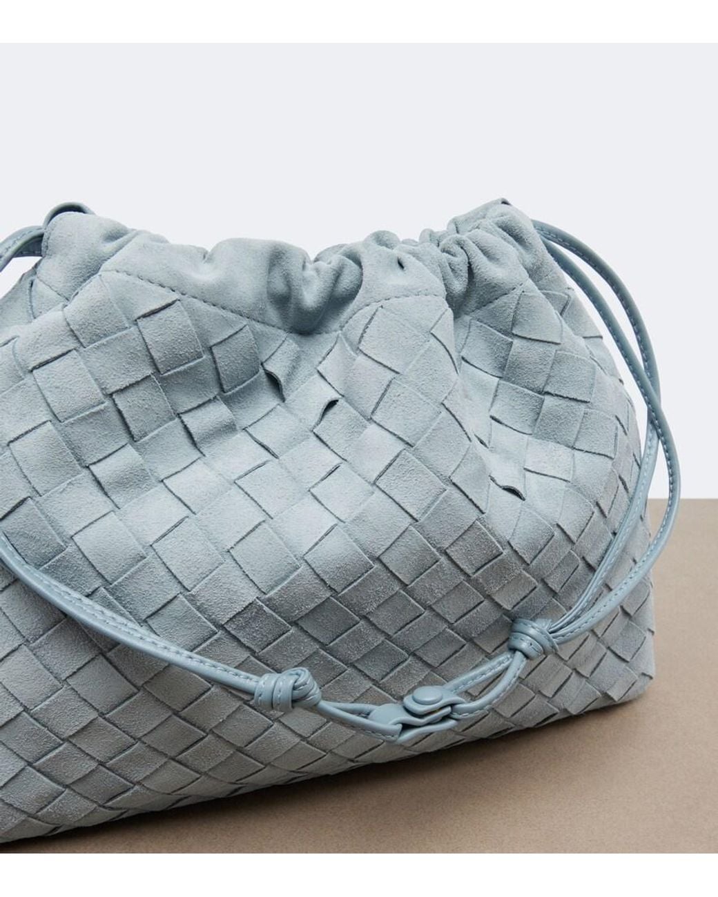 Bottega Veneta Blue Dustbag Intrecciato Small Suede Pouch