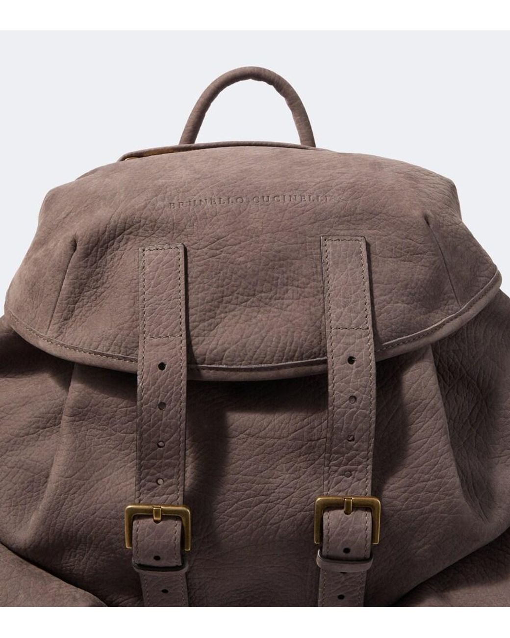 Brunello Cucinelli Brown Leather Backpack for men