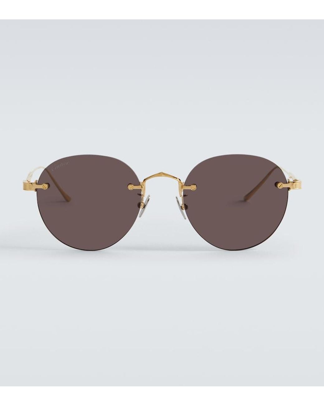 Cartier Brown Signature C De Cartier Round Sunglasses for men