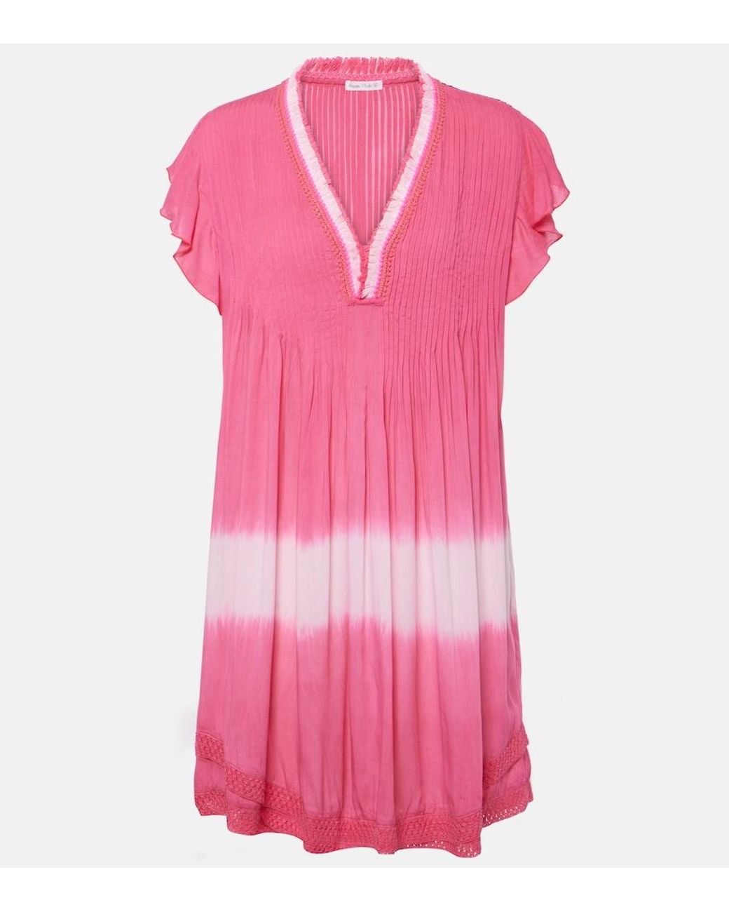 Poupette Pink Sasha Ruffled Pleated Minidress