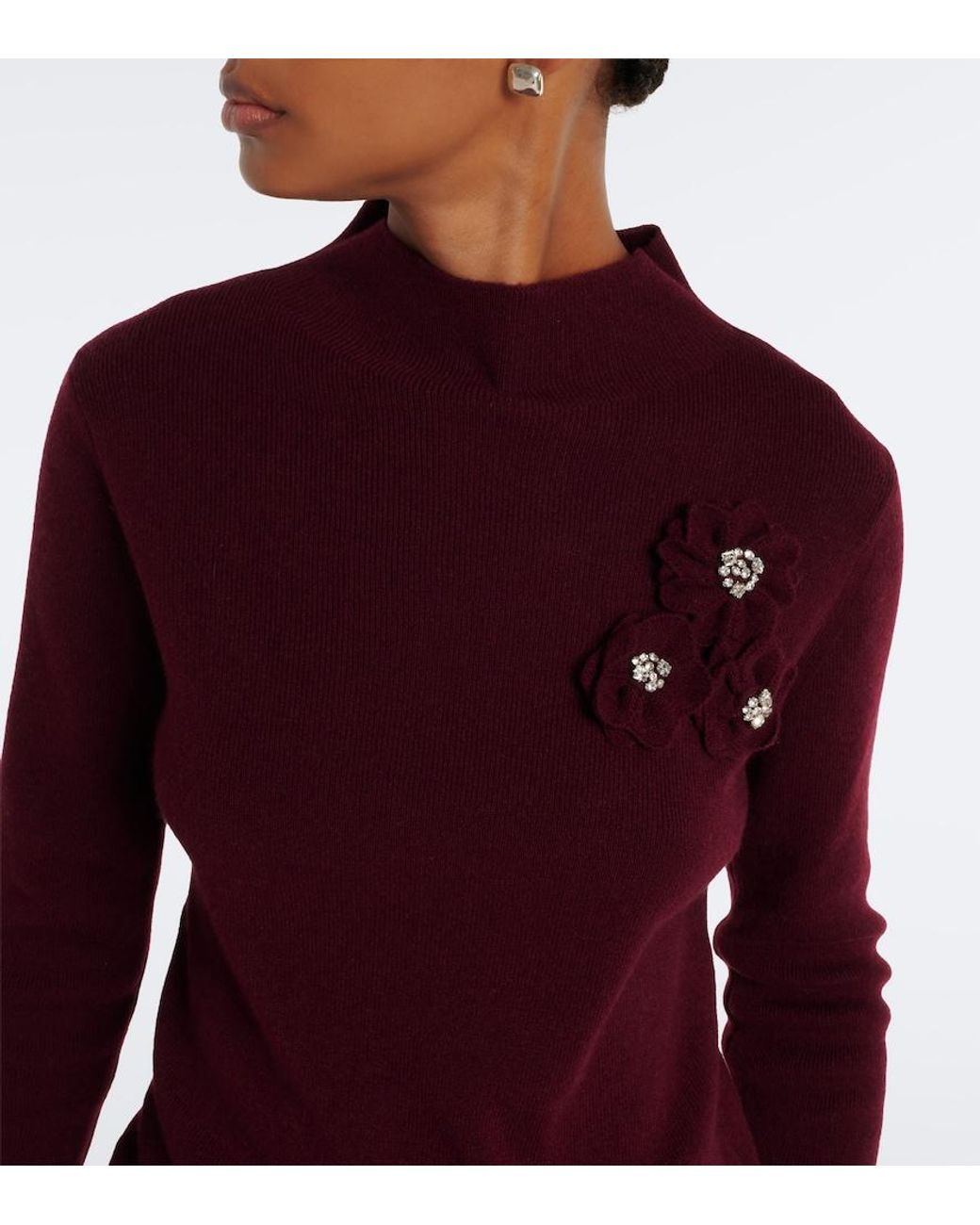 Jardin Des Orangers Purple Embellished Wool And Cashmere Sweater