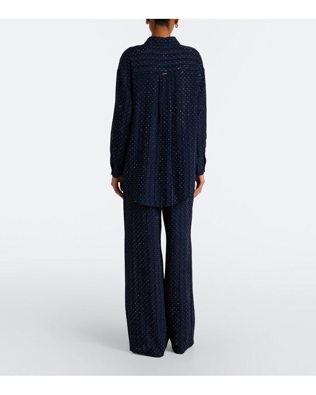 Melissa Odabash Blue Trisha Embellished Palazzo Pants