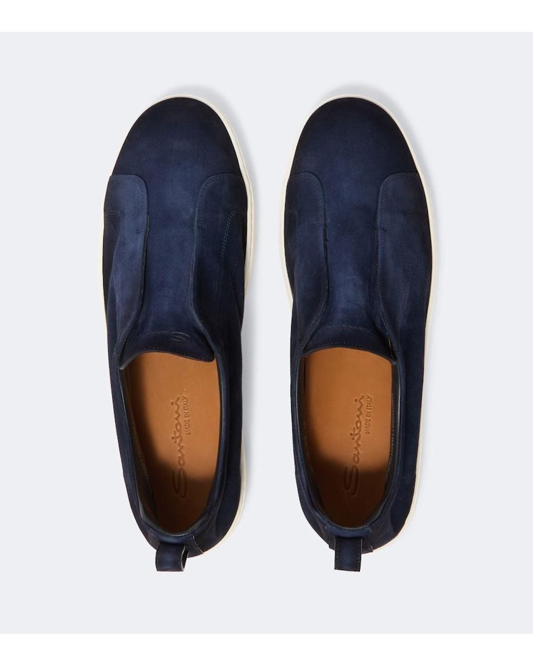 Santoni Blue Suede Slip-On Sneakers for men