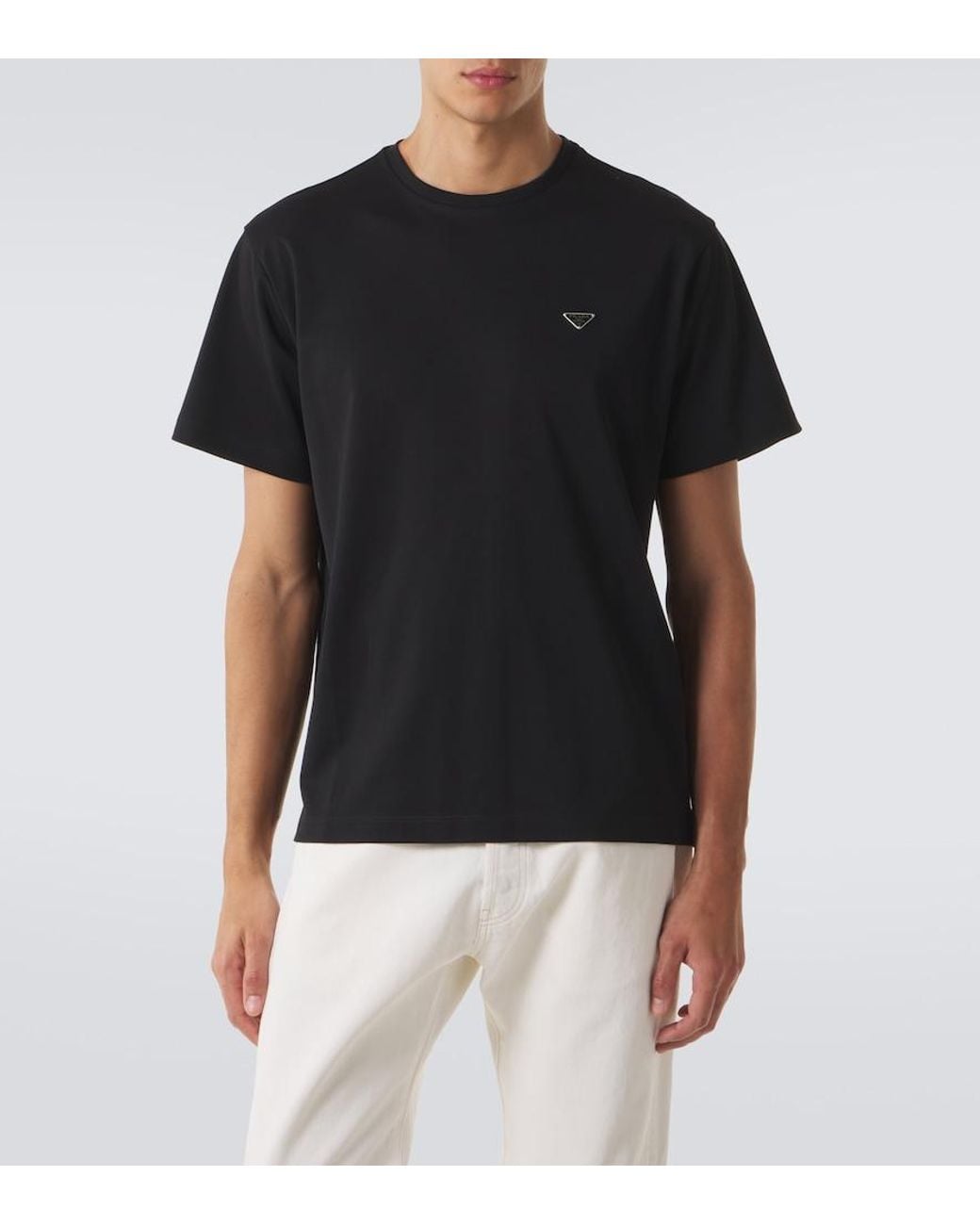 Prada Black Logo Cotton Jersey T-Shirt for men