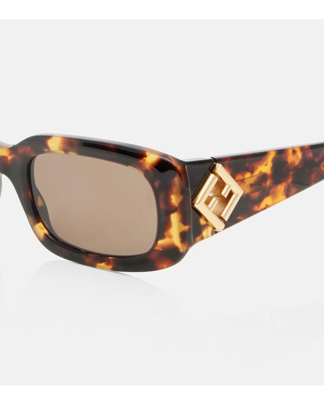 Fendi Brown Ff Diamonds Rectangular Sunglasses